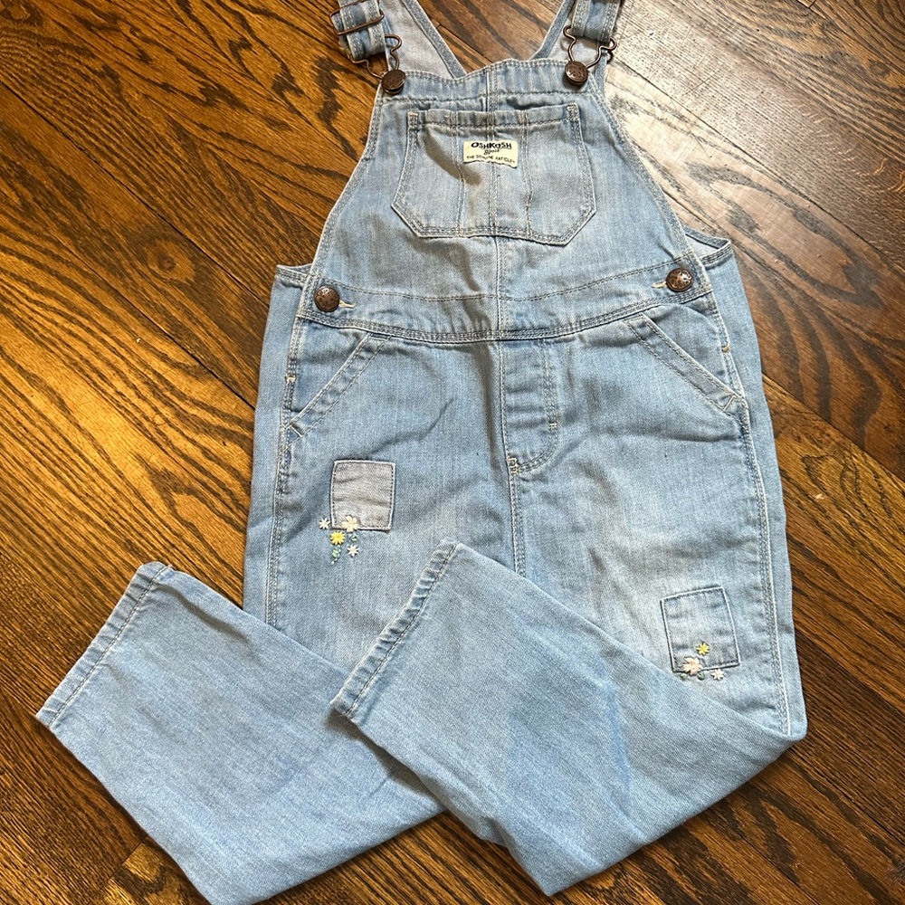 Light Blue Denim Overalls with Embroidery